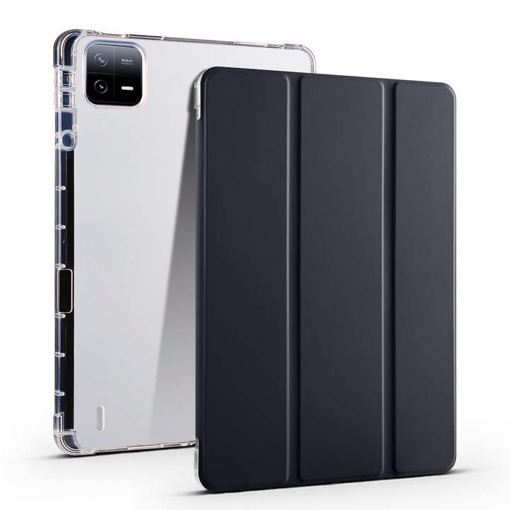 Husa tableta pentru Xiaomi Pad 6/6 Pro, TPU transparent, cu suport pentru creion, culoare neagra