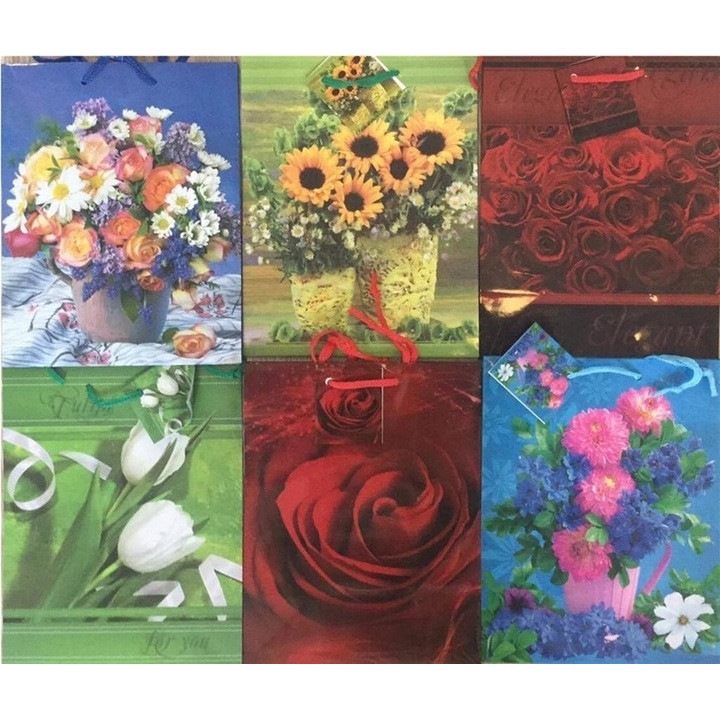 Set 12 pungi cadou Panorama 26x32cm flori