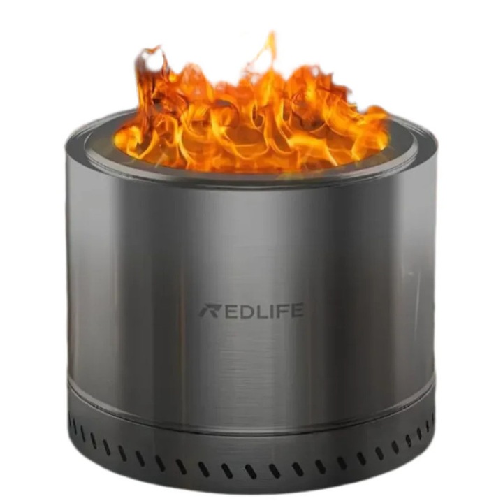 Füstmentes tűzrakóhely, rozsdamentes acél, hordozható 49, 5 cm, fatüzelésű, hordtáskával, ezüst