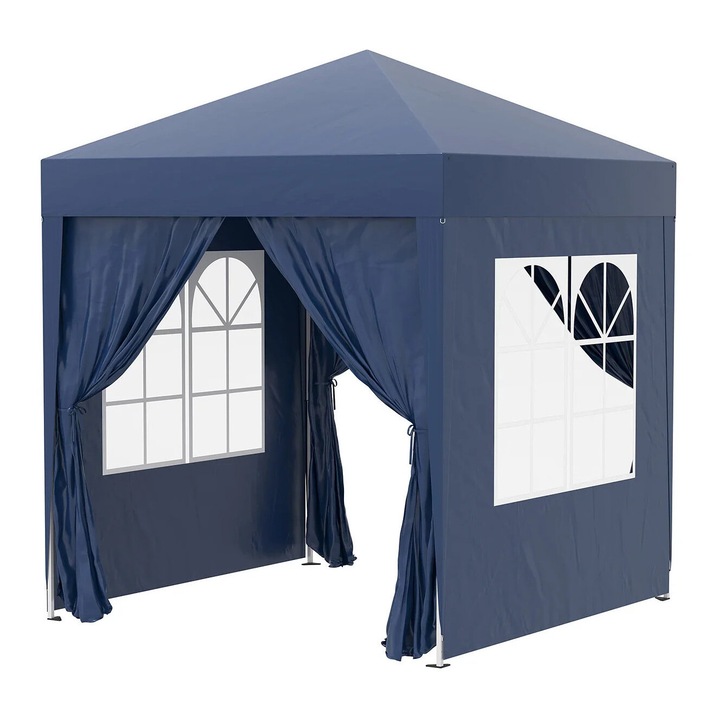 Сгъваема външна беседка, 2x2 м, 4 стени, синя