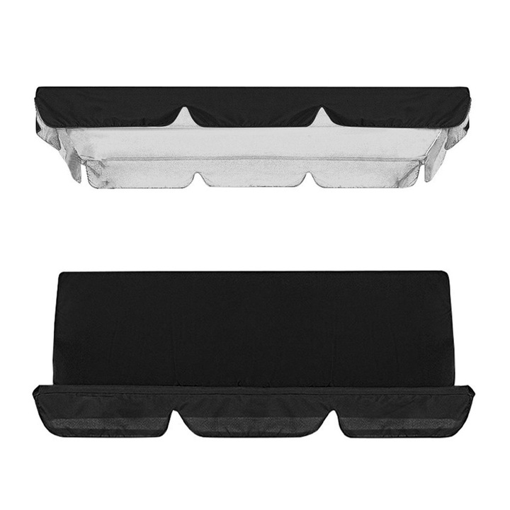 Husa pentru leagan de gradina HERUSI set, negru, 164x114x15cm si 150x50x10cm