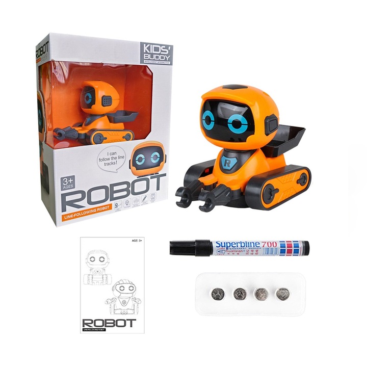 Играчка робот, следващ линия, без дистанционно управление, 3 години, развиващи умения, многоцветен