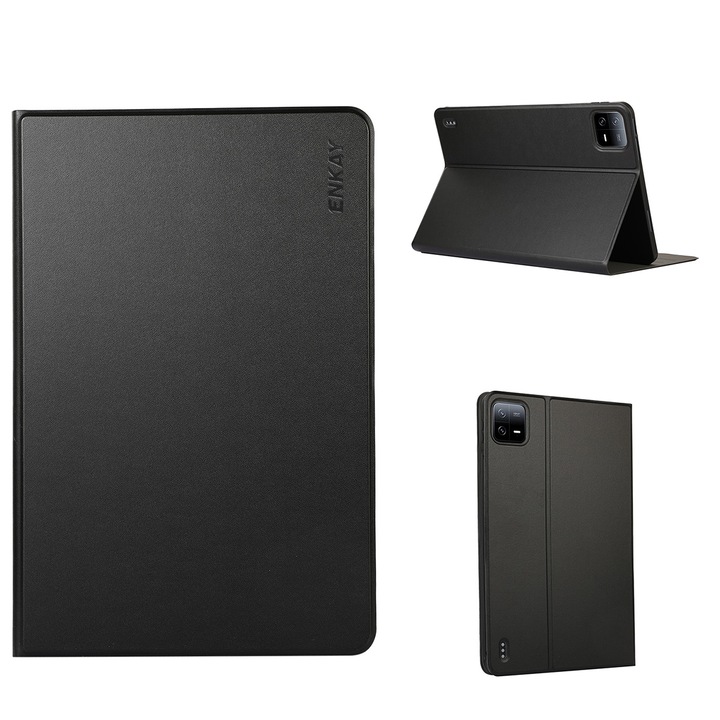 Husa tableta pentru Xiaomi Pad 6/6 Pro, piele + TPU, tip carte cu suport, inchidere magnetica, negru