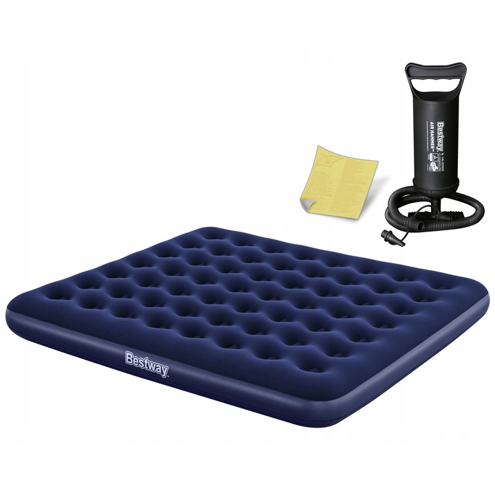 Двоен матрак Bestway, 203x183x22см, PVC, комплект с помпа и пластири