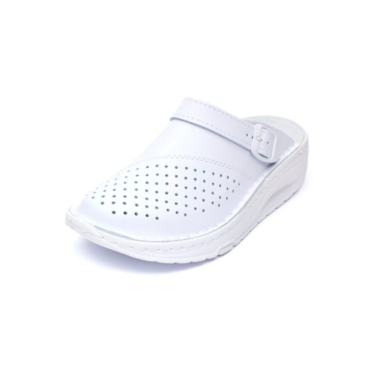 Дамски кожени медицински сабо 012L, Бял, 38