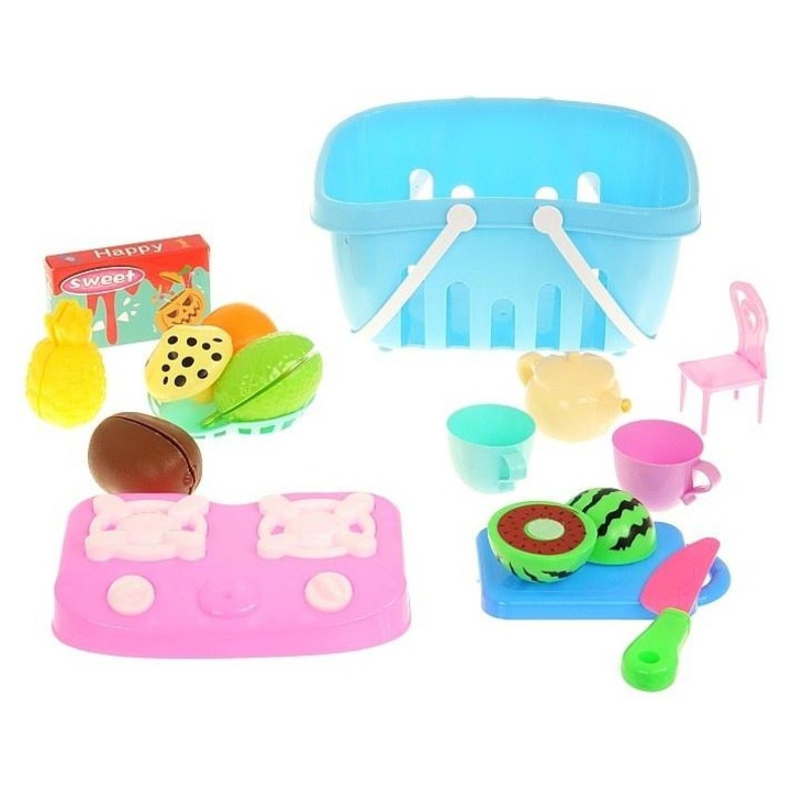 Konyhai szett kosárban, Adar, 24x17,5x12cm, 3+ éves gyermekeknek