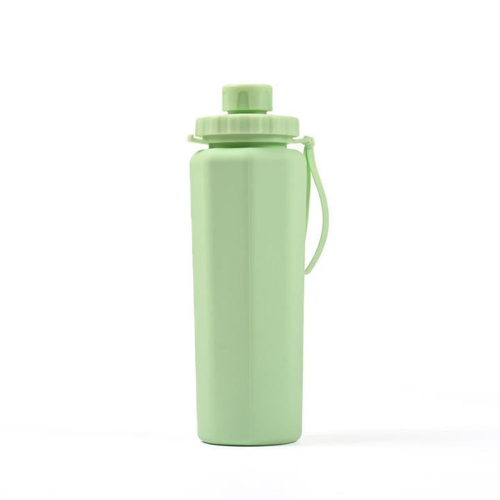 Szilikon összecsukható kulacs 600 ml (20 oz), hordozható kulacs sporthoz, utazáshoz, kompakt kialakítás, könnyen hordozható, BPA-mentes, biztonságos anyagokból, zöld