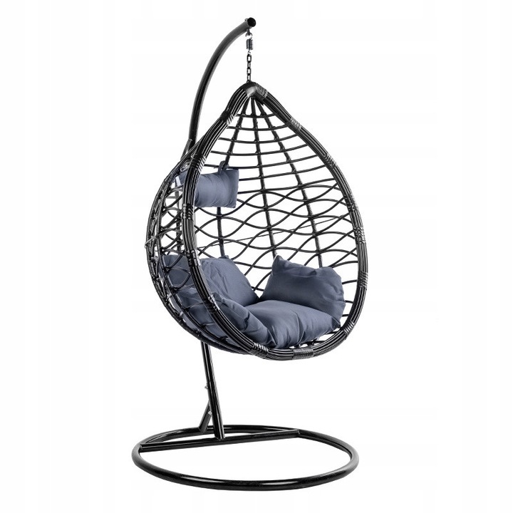 Leagan Velaco, model VEGAS-BL-GR, negru, cu perna dreptunghiulara gri, dimensiuni 105x120x71cm, set complet.