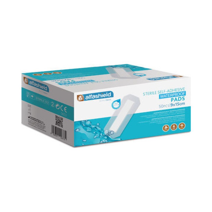 Pansamente autocolante Alfashield, 9x15cm, set 50 bucati, impermeabile, transparente