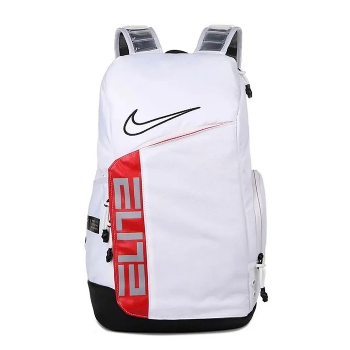 Hátizsák, Nike, Nk Elite 5883 nagy kapacitású légpárnás vállpántokkal, fehér-piros - 48cm x 28cm x 17cm