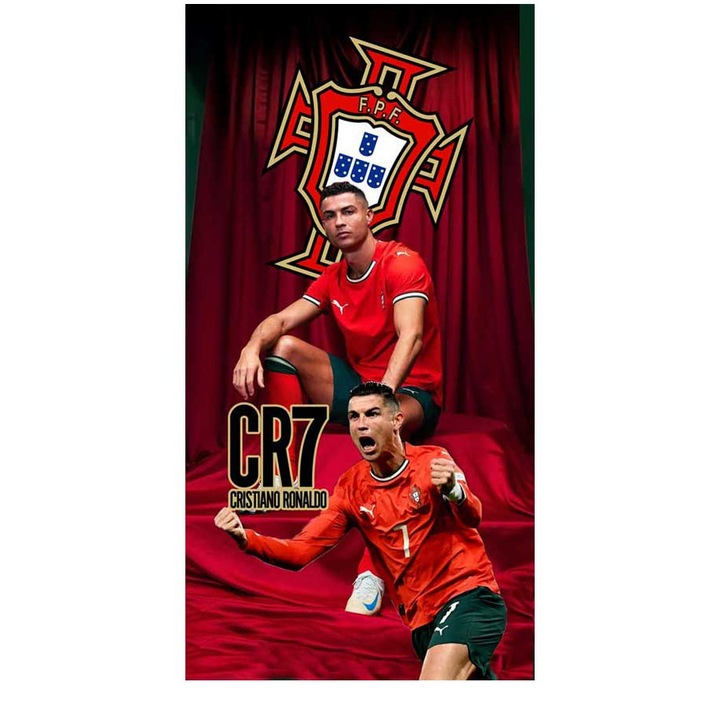 Хавлия за плаж Кингтекс Ronaldo Портогалия 2025 70x140см, 60% памук 40% полиестер, Многоцветно