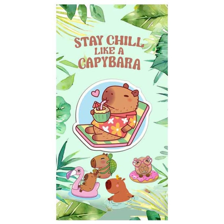 Хавлия за плаж Кингтекс Capybara, 70x140см, 60% памук 40% полиестер, Многоцветно