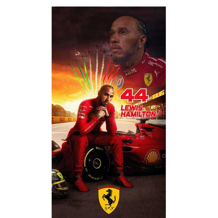 Хавлия за плаж Кингтекс Lewis Hamilton, 70x140см, 60% памук 40% полиестер, Многоцветно
