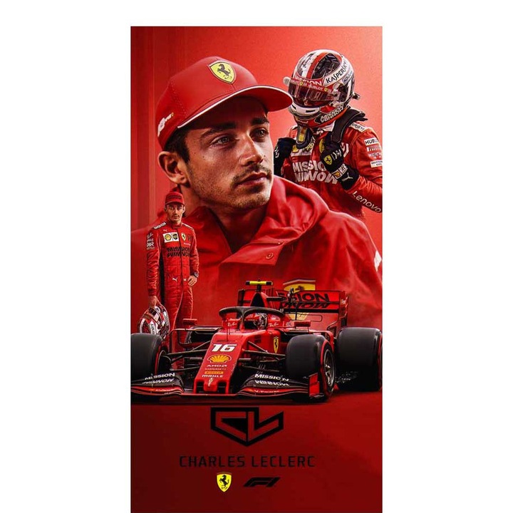 Хавлия за плаж Кингтекс Charles Leclerc, 70x140см, 60% памук 40% полиестер, Многоцветно