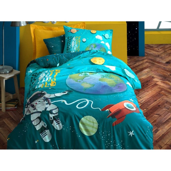 Спално бельо за 1 човек с ластик 100 x 200 см, модел LX1625, 100% памук, 3 броя