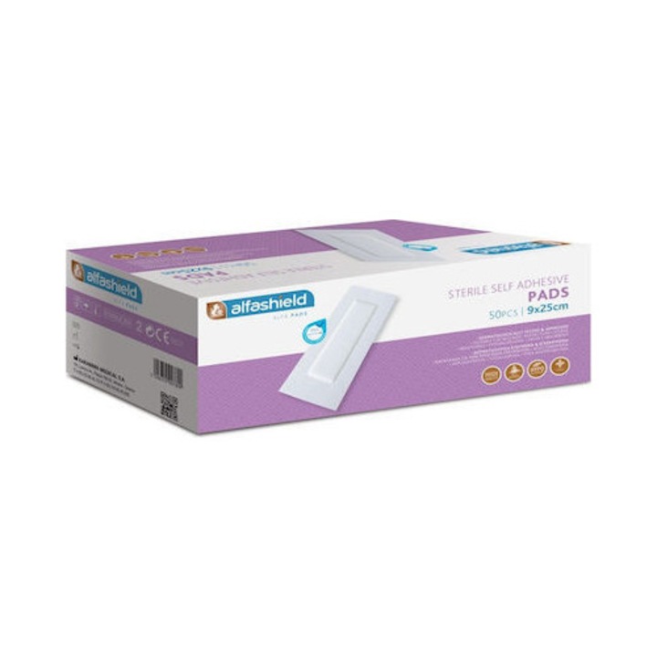 Plasturi medicali Alfa, set 50 bucati, 9x25cm, alb