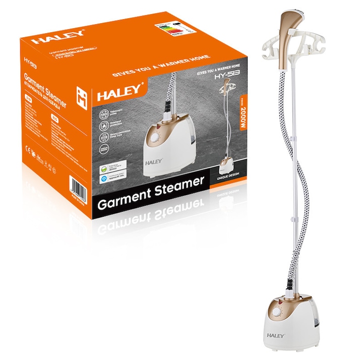 HALEY Függőleges Gőzölős Vasaló, 2000 W, Teleszkópos Állvány, 2,5 literes Tartály – Hordozható Vasaló Ruhákhoz, Hatékony és Gyors