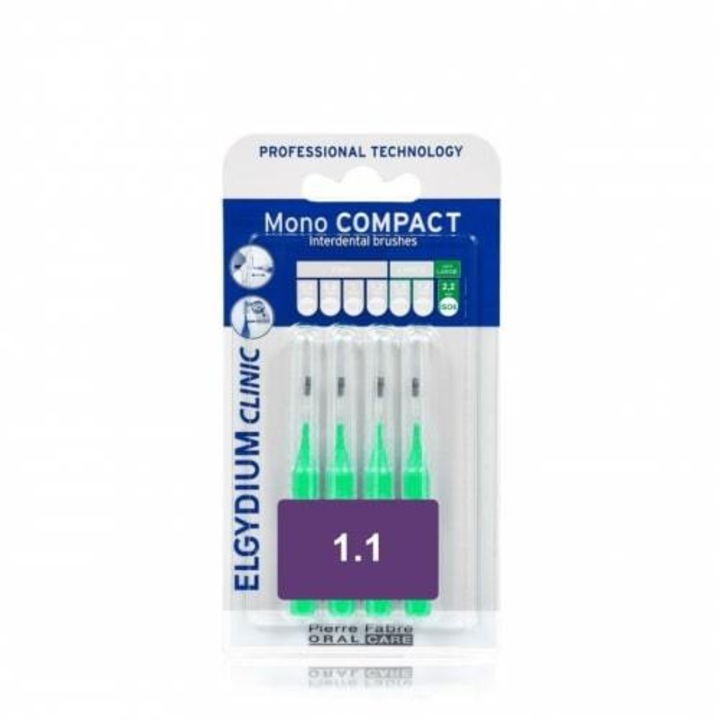 Set periute de dinti Elgydium Mono Compact 1.1mm, 4 bucati, verde