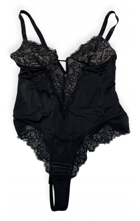 Heyshape szexi női body, fekete, csipke, állítható pántok, nejlon, spandex