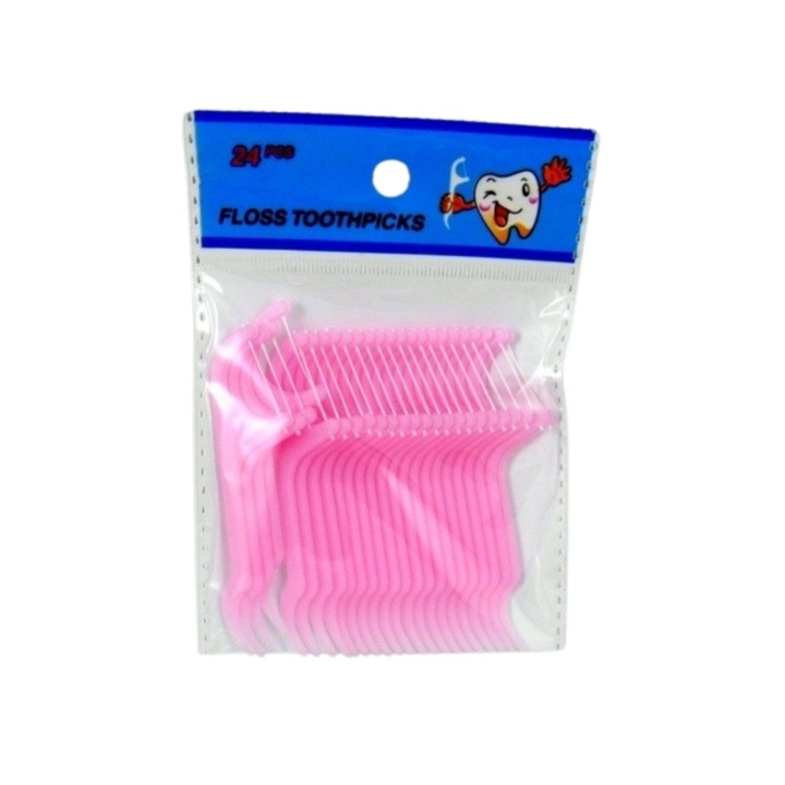 Set ata dentara tip scobitoare, 24 bucati, roz, Dactylion®