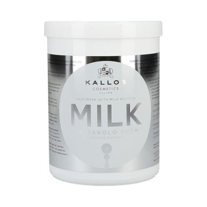 Masca de par Kallos Milk 1000ml, imbunatateste stralucirea, protejeaza parul