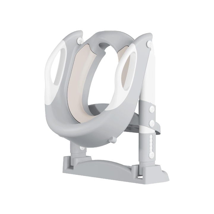 Reducator WC 3 in 1 cu scaun moale si lavabil, treapta ajustabila, design universal, gri