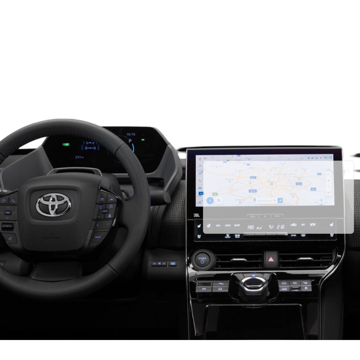 Защитно фолио за навигация, Duragon, Toyota BZ4X 2021-2025, Устойчив на надраскване, Против отпечатъци от пръсти, Самовъзстановяващ се, Гъвкав, Противоударен, Комплект за инсталация