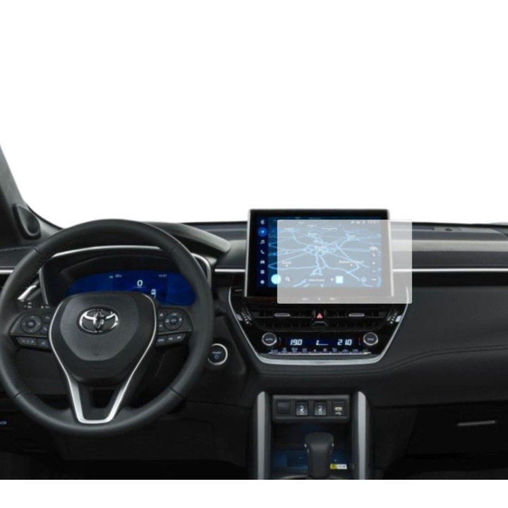 Защитно фолио за навигация, Duragon, Toyota Corolla Cross 2022-2024, Устойчив на надраскване, Против отпечатъци от пръсти, Самовъзстановяващ се, Гъвкав, Противоударен, Комплект за инсталация