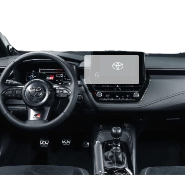Защитно фолио за навигация, Duragon, Toyota Gr Corolla 2022-2024, Устойчив на надраскване, Против отпечатъци от пръсти, Самовъзстановяващ се, Гъвкав, Противоударен, Комплект за инсталация
