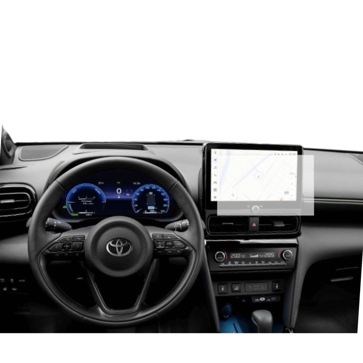 Защитно фолио за навигация, Duragon, Toyota Yaris Cross 2023-2025, Устойчив на надраскване, Против отпечатъци от пръсти, Самовъзстановяващ се, Гъвкав, Противоударен, Комплект за инсталация