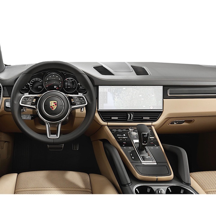Защитно фолио за навигация, Duragon, Porsche Cayenne 2017-2023, Устойчив на надраскване, Против отпечатъци от пръсти, Самовъзстановяващ се, Гъвкав, Противоударен, Комплект за инсталация