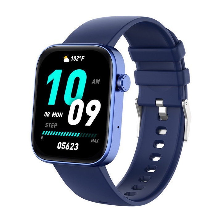 Ceas inteligent,43.5x36x11mm, tensiune arteriala, SpO2, somn, stres, calorii, pasi, moduri multiple de sport, notificari apel/SMS/WhatsApp, rezistenta la apa, incarcare magnetica, Android si iOS