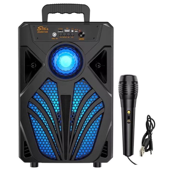 Boxa portabila cu microfon ZQS8149, 150W PMPO, USB/BT/AUX/SD/FM