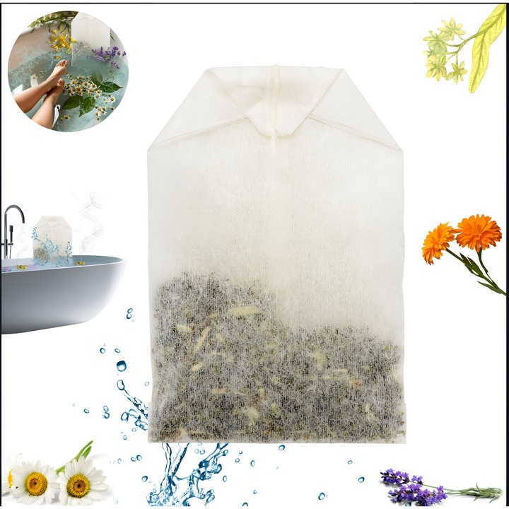 Plic Ceai pentru Baie, 80g, Tei, Musetel, Lavanda, Galbenele, Relaxare, Aromaterapie
