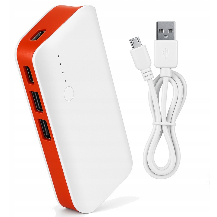 Powerbank FOTOROB– Baterie externa 20000 mAh cu 2 porturi USB, 1 port microUSB, LED alb