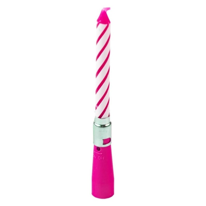 Lumanare muzicala pentru tort - 12cm, Roz