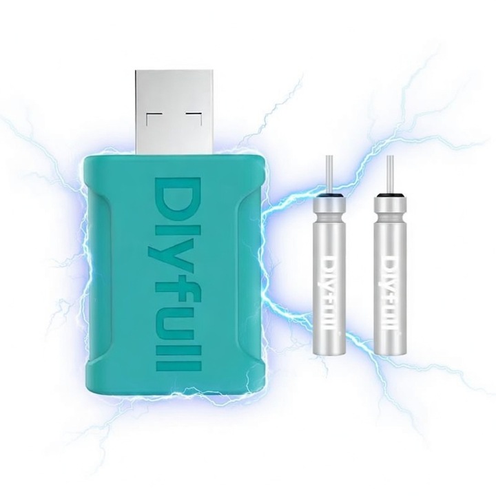 Комплект 3D писалка DIYFULL, USB, тюркоазена, 2 резервни филамента, компактни размери