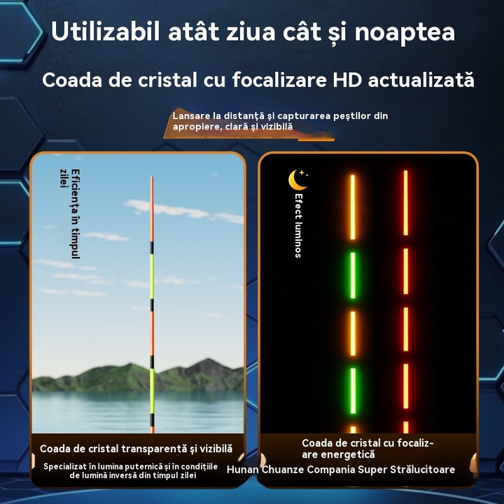 Pluta de Pescuit de Noapte 3,0 grame, Inteligenta cu Led si Senzor la Trasatura, Schimbare de Culoare a Ledului cand Trage Pestele