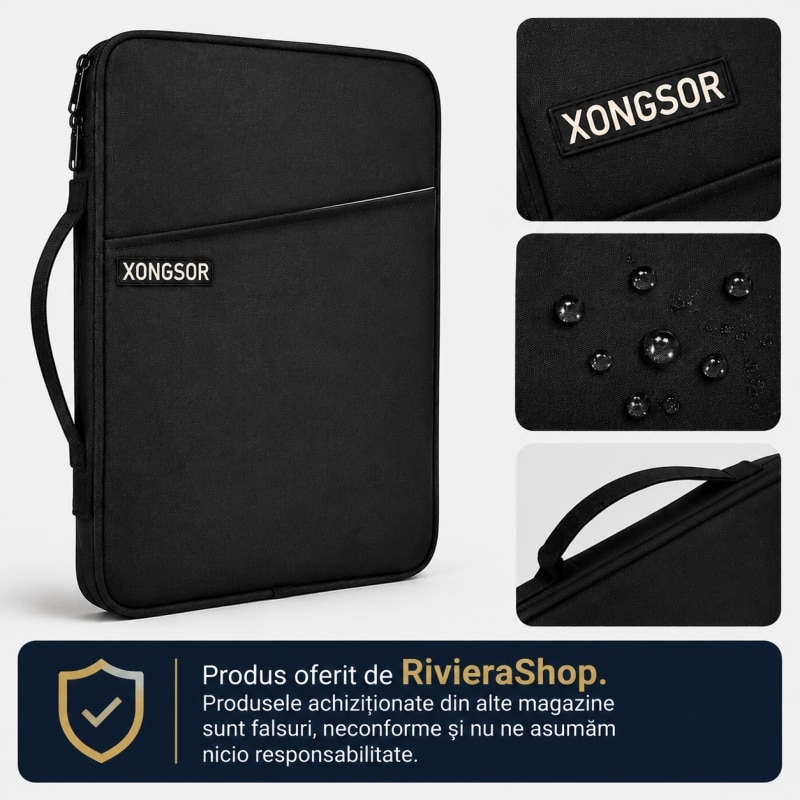 Husa de protectie geanta de transport, pentru tableta 10.2-12.9″, compatibila iPad 10.2/10.5/10.9/12.9, iPad Pro 11/12.9, Mate Pad 10.4/11, Mate Pad Pro 10.8, Surface go/2/3 10.5, 35 x 25.5x 3 cm, Negru