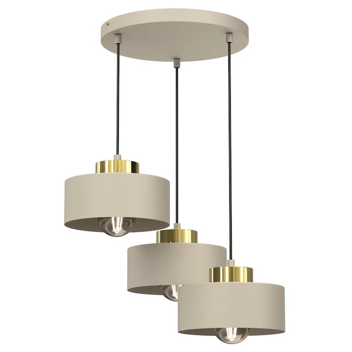 Lampa Suspendata, Luminex, Calda, Candelabru, 110x46x46 cm, Bej, Metal, E27, Protectie La Umiditate Ip20, Putere Maxima A Becului 15 W