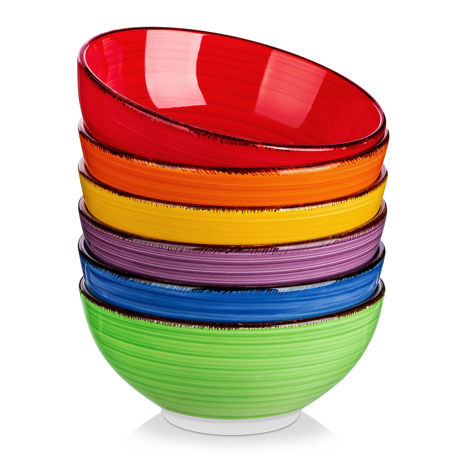 Vancasso Set de 6 boluri de ceramică rustic multicolor, 820 ml