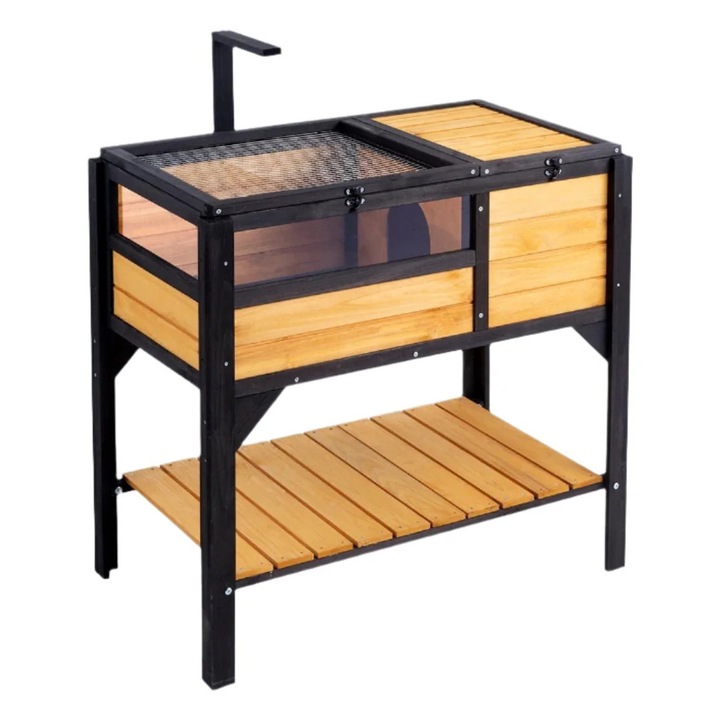 Teknősketrec, cédrusfa, kétszintes, 112x65x61cm