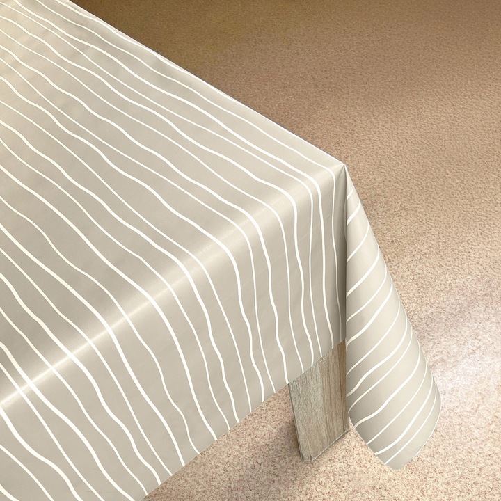 Fata de masa tip musama, structurala, 140 x 100 cm, DecoMeister®, Model Dungi bej, CA195-140-0100S