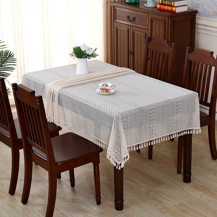 Плетени покривки за маса, френски дизайн, 150x220 см, бежови