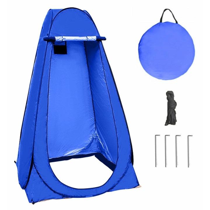 Душ палатка, соларна, Cribeau®, бърз монтаж, включен калъф за съхранение, сгъваема, 110x110x190 см, синя