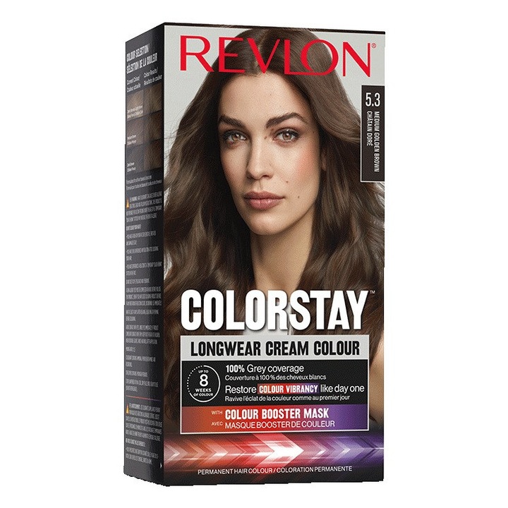 Vopsea de par Revlon Colorstay Longwear Cream Colour 5.3 Medium Golden Brown 165ml