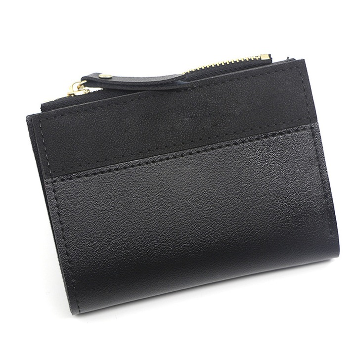 Portofel dama Fokelyi, bifold subtire, 4 sloturi carduri, roz, 12x9.5x1cm