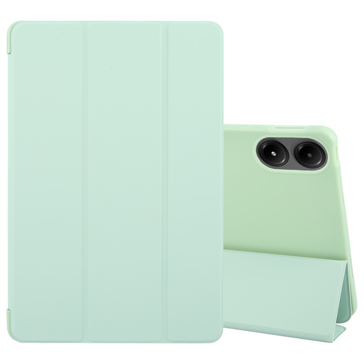 Husa tableta pentru Honor Pad X8a / X9, piele siliconica, tip tri-fold, verde