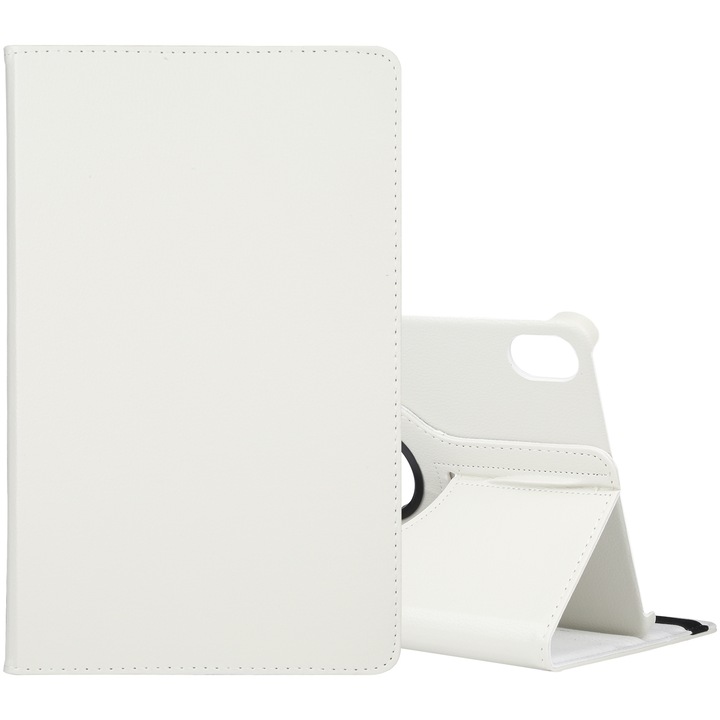 Husa tableta pentru Xiaomi Pad Pro 12.1, piele texturata litchi, rotativa 360 de grade, alb