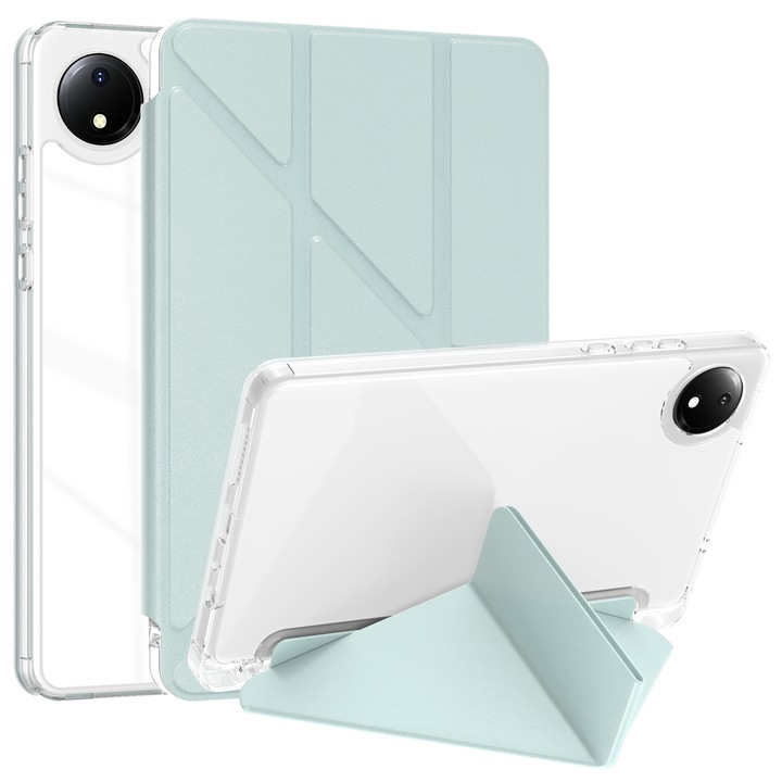 Калъф за таблет Xiaomi Redmi Pad SE 8.7, прозрачен акрил, с кожено закопчаване, светло зелен